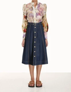 ZIMMERMANN Denim<A Line Denim Skirt