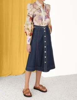 ZIMMERMANN Denim<A Line Denim Skirt
