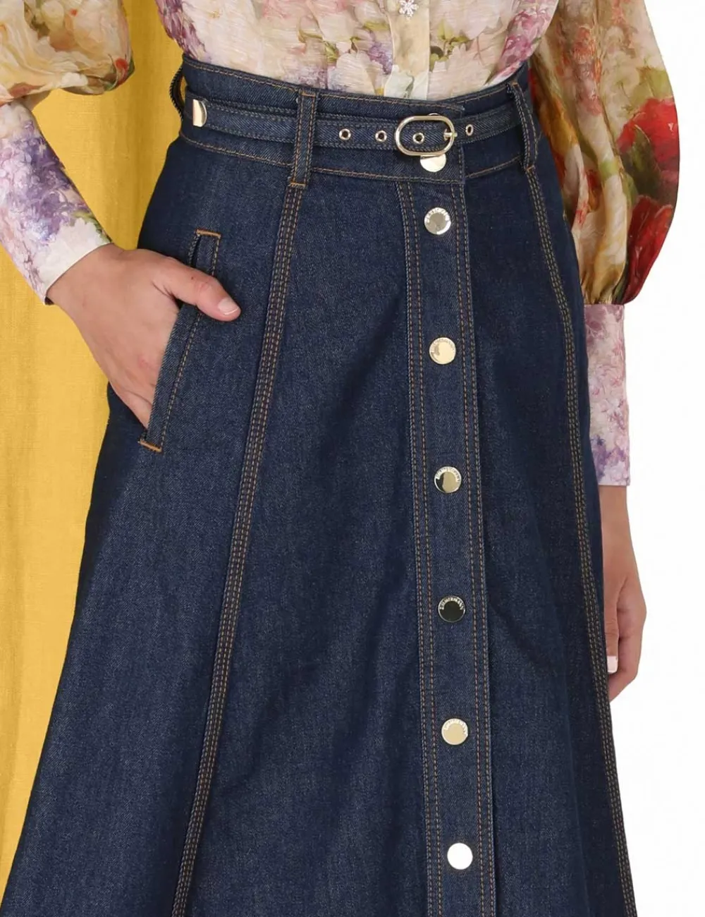 ZIMMERMANN Denim<A Line Denim Skirt