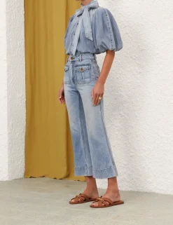 ZIMMERMANN Denim<Alight Lantern Sleeve Shirt