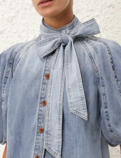 ZIMMERMANN Denim<Alight Lantern Sleeve Shirt