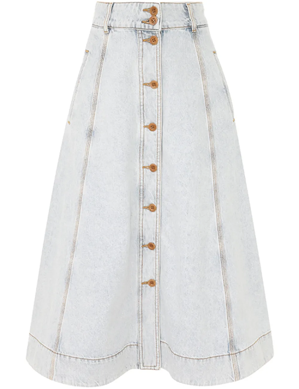 ZIMMERMANN Skirts<August A Line Denim Skirt