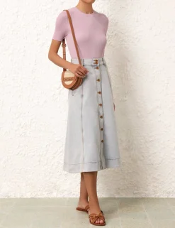 ZIMMERMANN Skirts<August A Line Denim Skirt