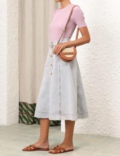 ZIMMERMANN Skirts<August A Line Denim Skirt