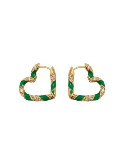 ZIMMERMANN Accessories<Candy Stripe Pave Heart Hoops