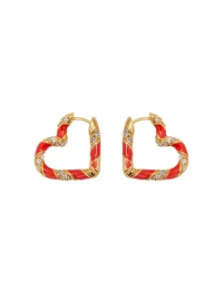 ZIMMERMANN Jewellery<Candy Stripe Pave Heart Hoops