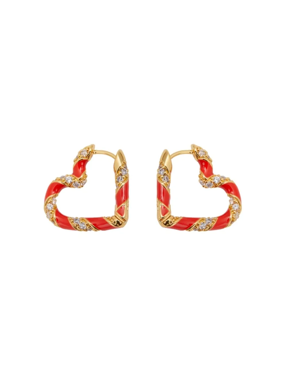 ZIMMERMANN Jewellery<Candy Stripe Pave Heart Hoops
