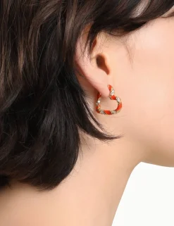 ZIMMERMANN Jewellery<Candy Stripe Pave Heart Hoops