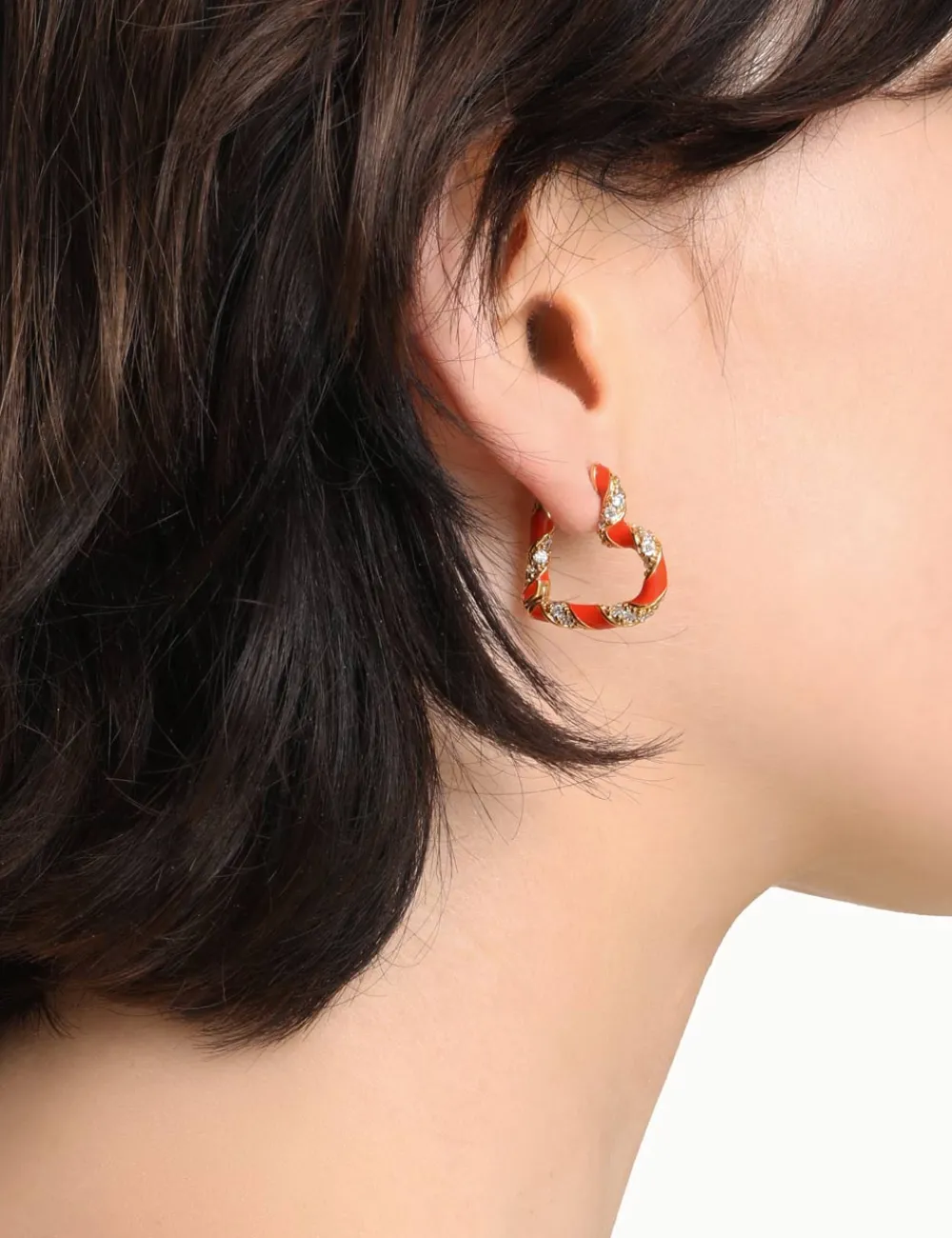 ZIMMERMANN Jewellery<Candy Stripe Pave Heart Hoops