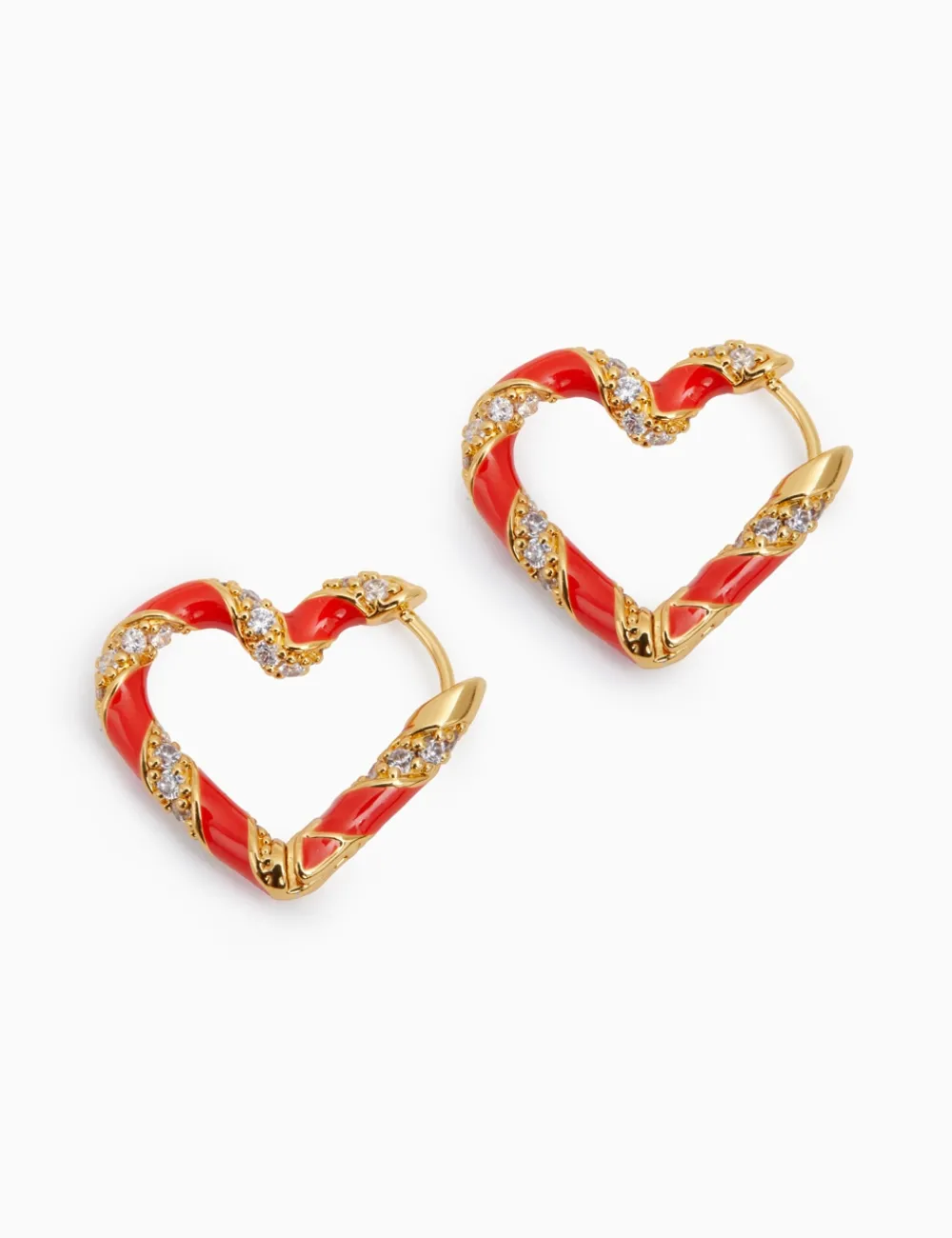 ZIMMERMANN Accessories<Candy Stripe Pave Heart Hoops