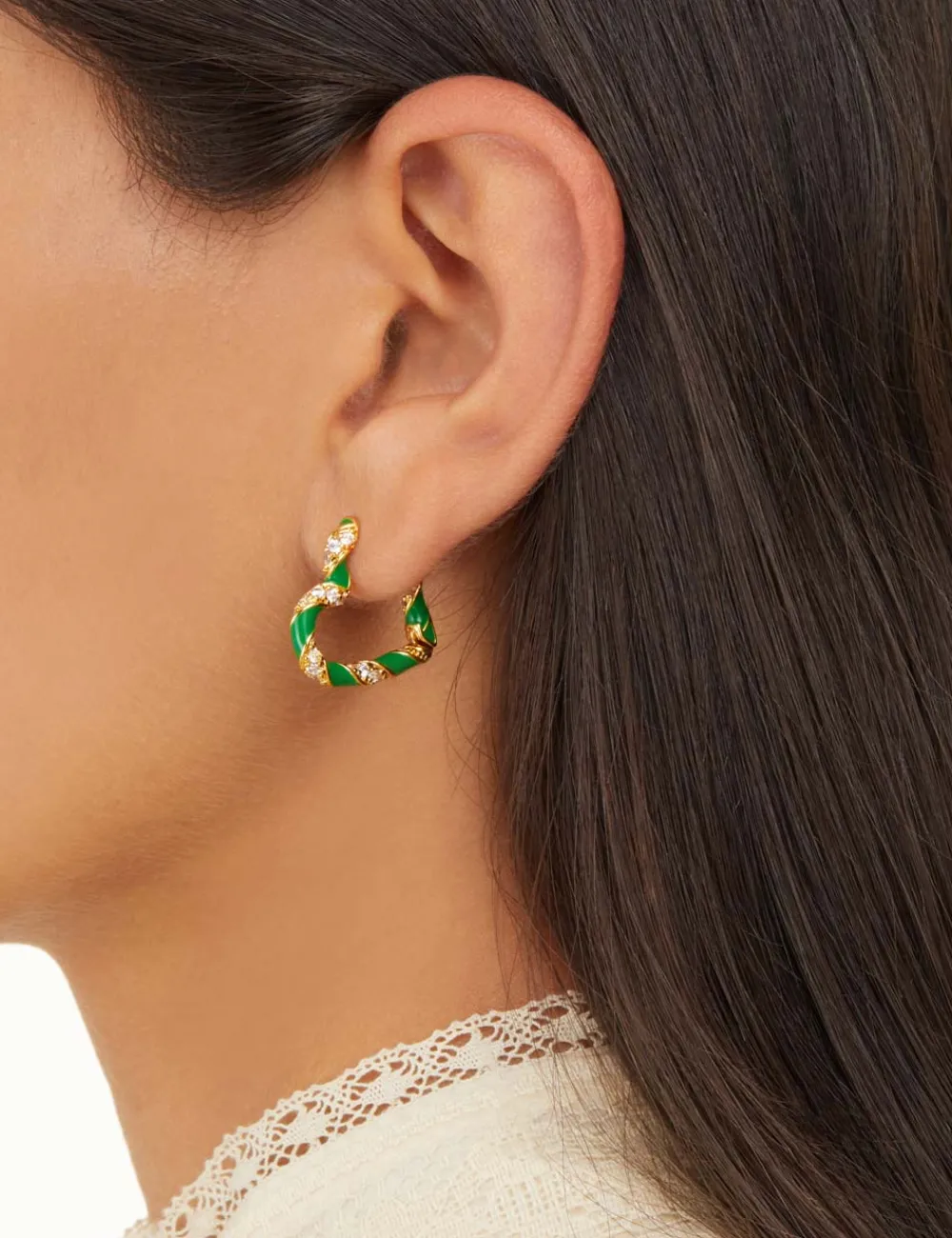 ZIMMERMANN Jewellery<Candy Stripe Pave Heart Hoops