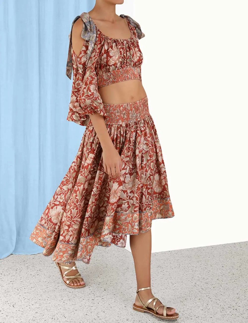 ZIMMERMANN Tops<Chintz Billow Sleeve Crop Top