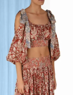 ZIMMERMANN Clothing<Chintz Billow Sleeve Crop Top