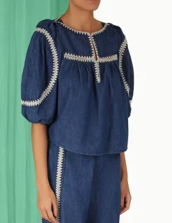 ZIMMERMANN In Denim<Chintz Denim Smock Top