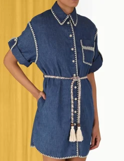 ZIMMERMANN Denim<Chintz Mini Shirt Dress