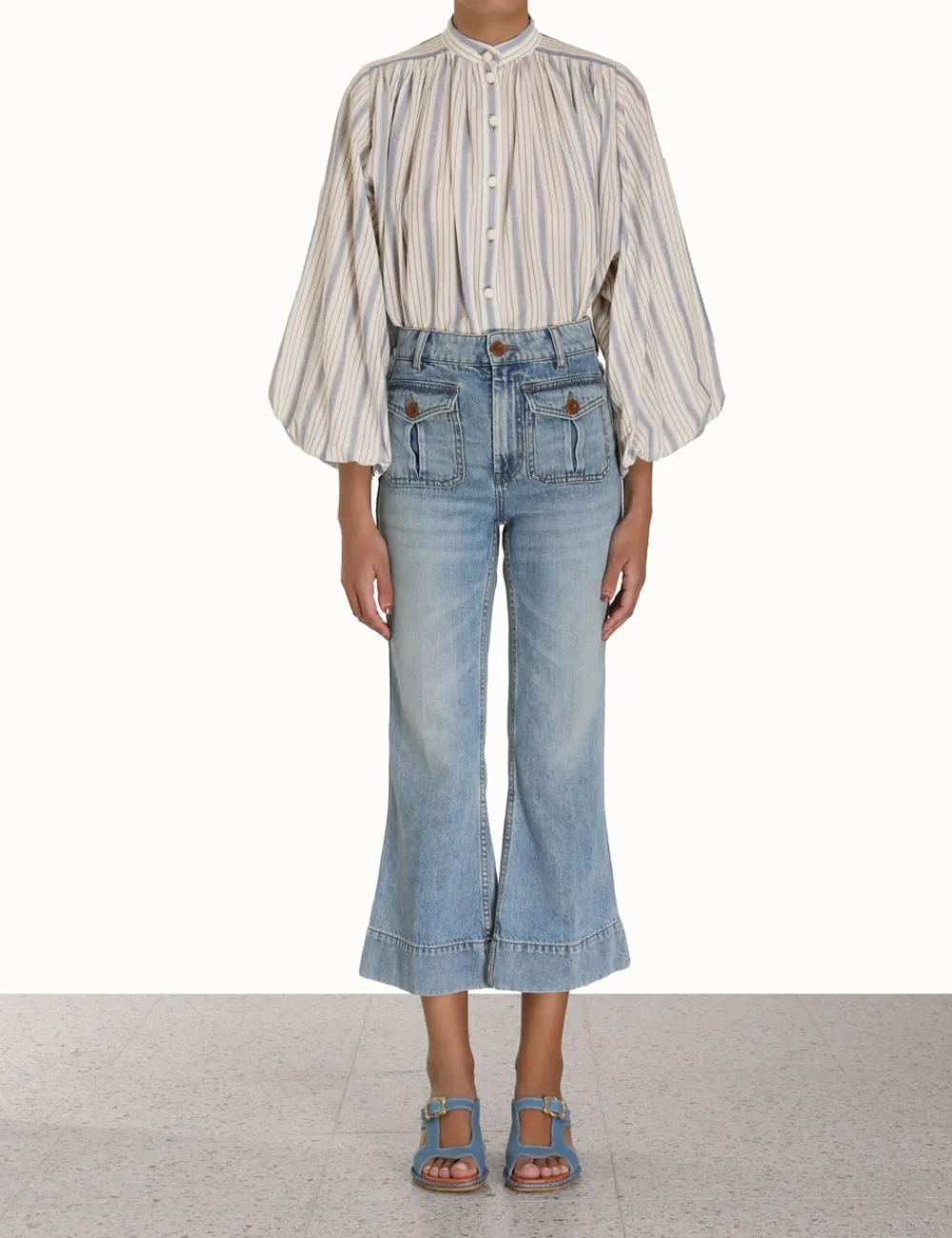 ZIMMERMANN In Denim<Chintz Striped Billow Blouse