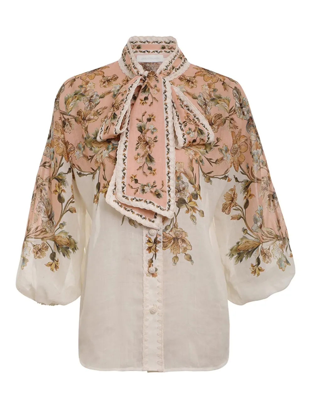 ZIMMERMANN In Denim<Chintz Tie Neck Blouse