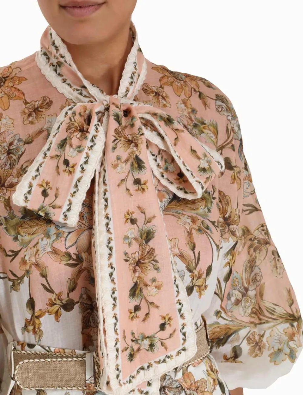 ZIMMERMANN In Denim<Chintz Tie Neck Blouse