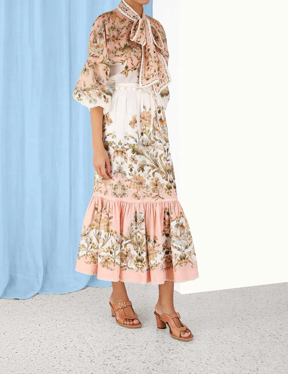 ZIMMERMANN In Denim<Chintz Tiered Midi Skirt