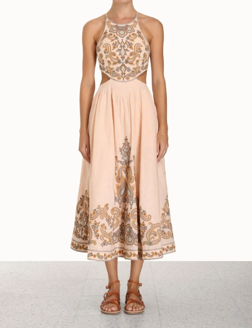 ZIMMERMANN Clothing<Devi Halter Tie Midi Dress