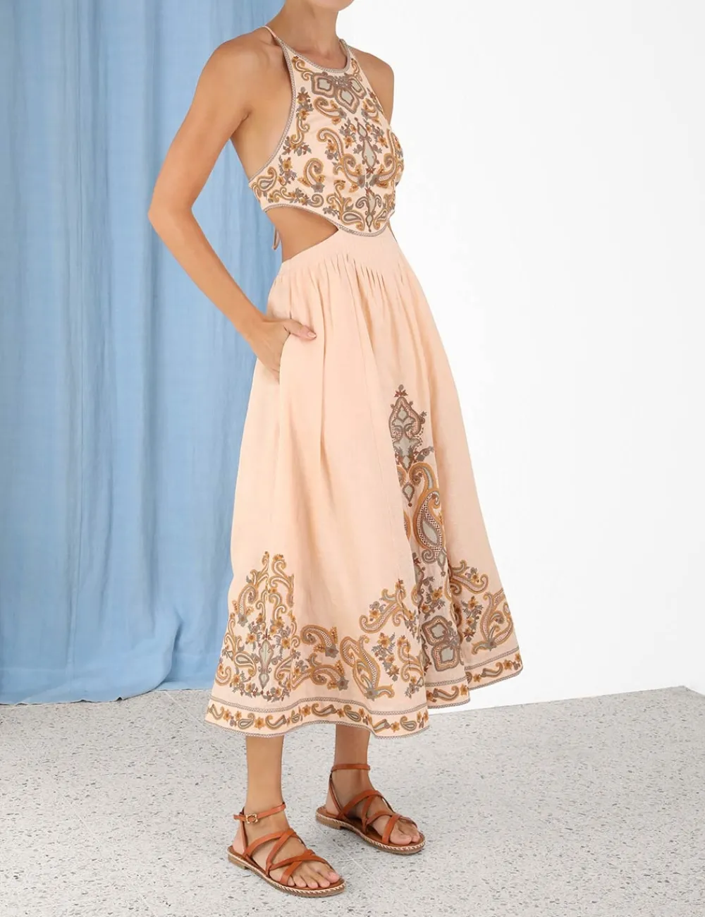 ZIMMERMANN Clothing<Devi Halter Tie Midi Dress