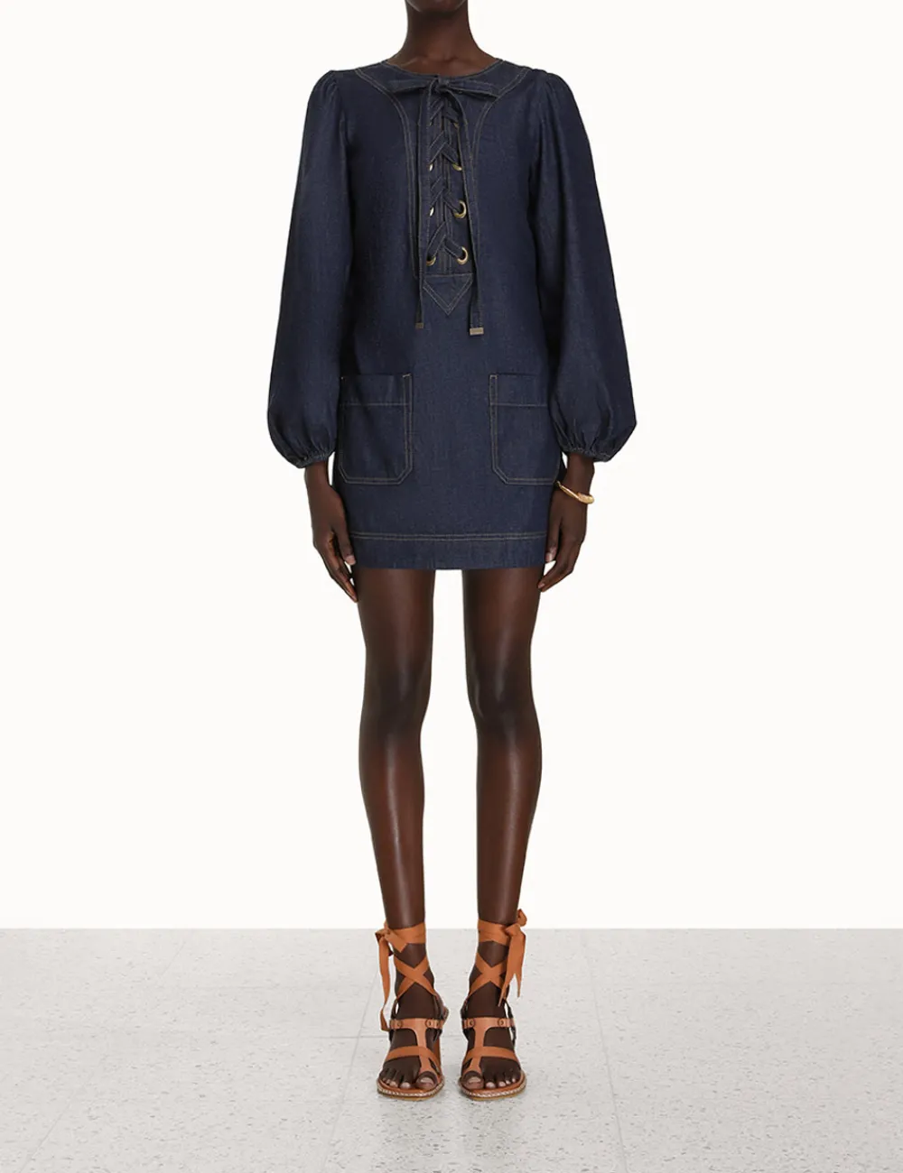 ZIMMERMANN Denim<Devi Lace Up Tunic Dress