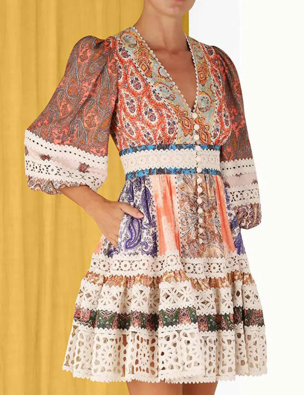 ZIMMERMANN Clothing<Devi Spliced Billow Mini Dress