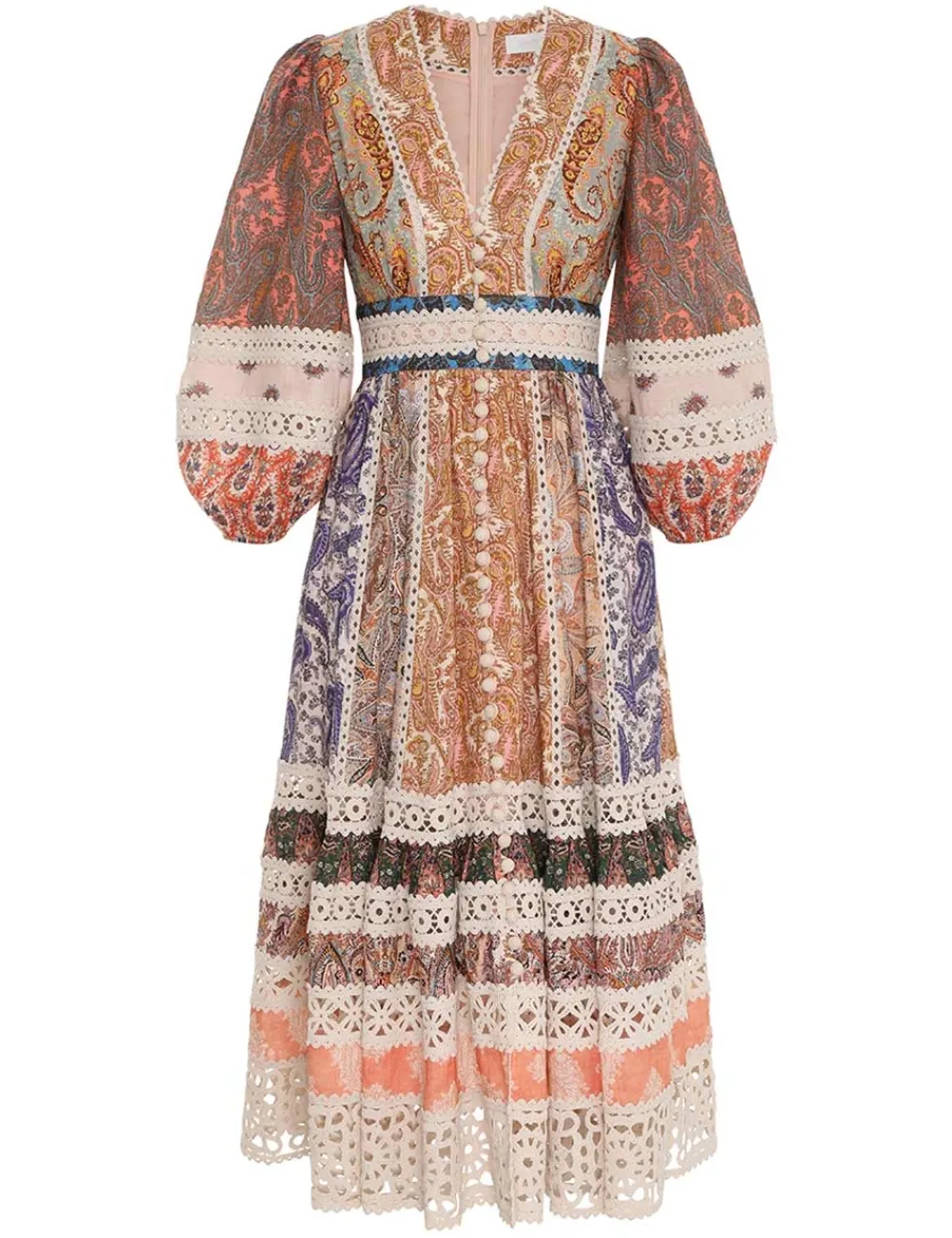 ZIMMERMANN Clothing<Devi Spliced Midi Dress