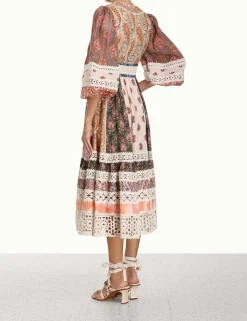 ZIMMERMANN Clothing<Devi Spliced Midi Dress