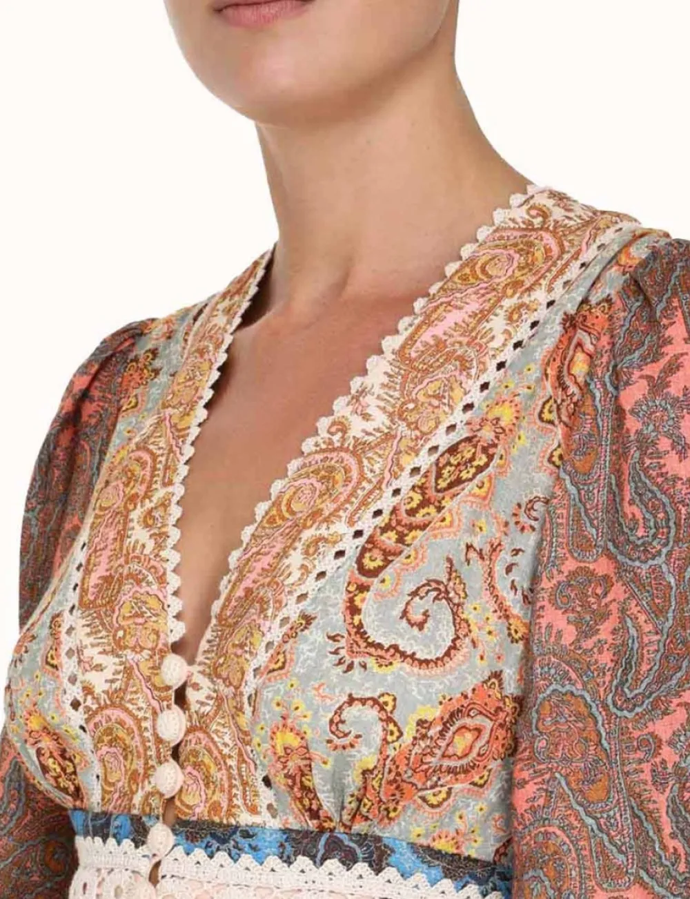ZIMMERMANN Clothing<Devi Spliced Midi Dress