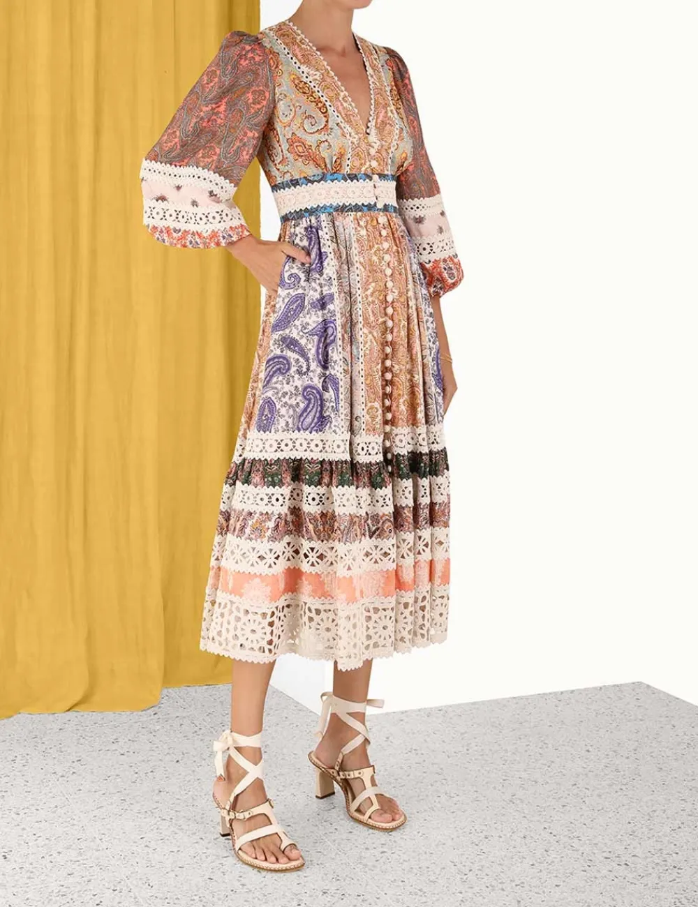 ZIMMERMANN Dresses & Coverups<Devi Spliced Midi Dress