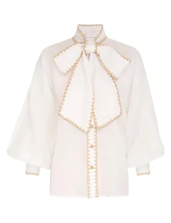 ZIMMERMANN Tops<Devi Tie Neck Blouse