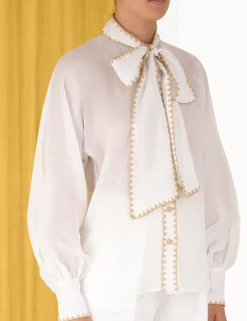 ZIMMERMANN Tops<Devi Tie Neck Blouse