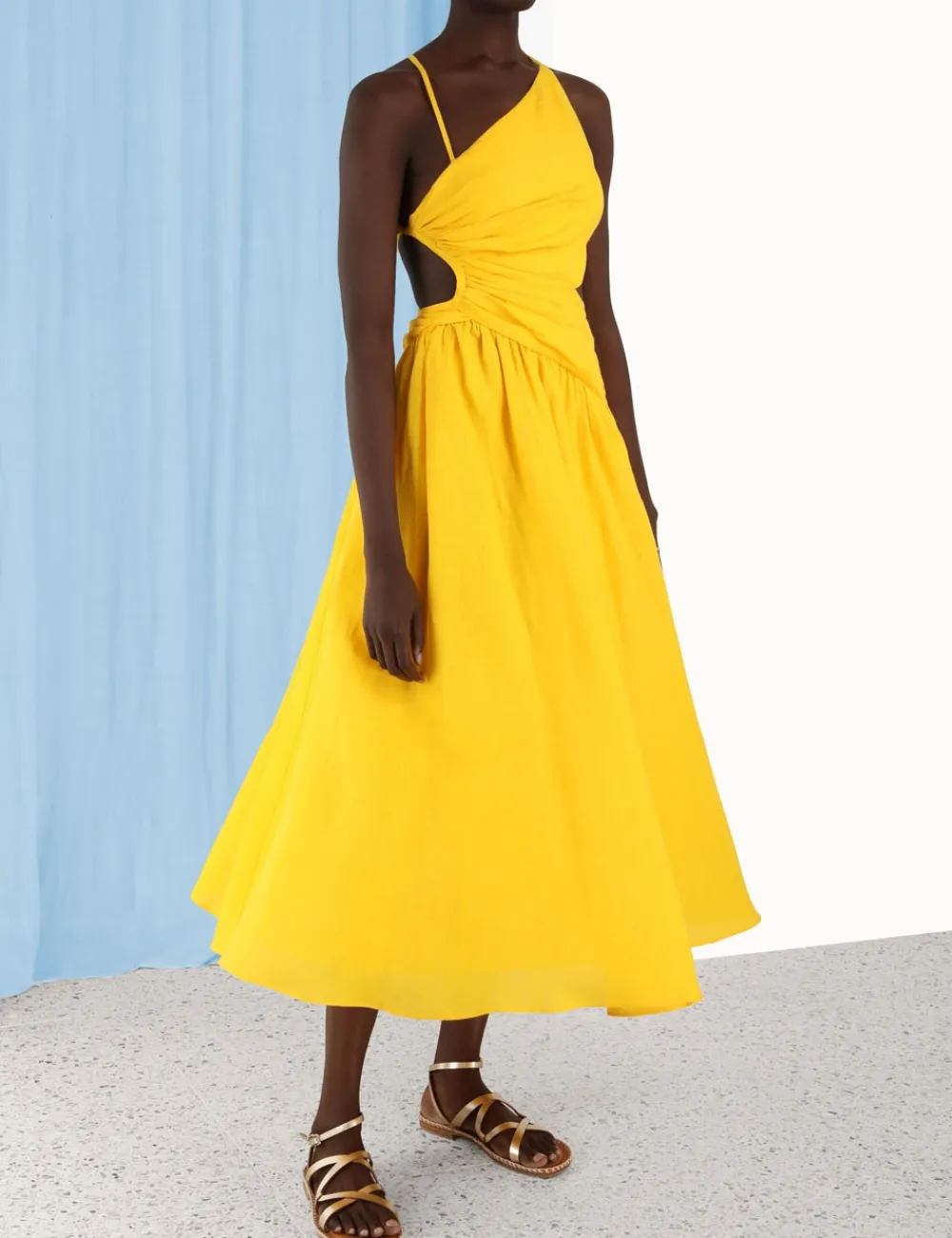 ZIMMERMANN Clothing<Ginger Asymmetric Midi Dress