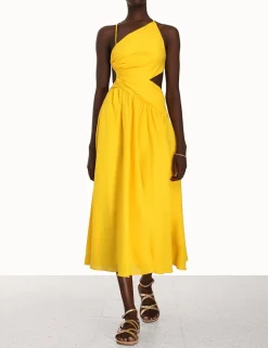 ZIMMERMANN Clothing<Ginger Asymmetric Midi Dress
