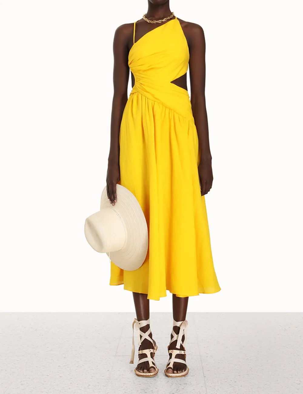 ZIMMERMANN Clothing<Ginger Asymmetric Midi Dress