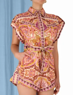 ZIMMERMANN Jumpsuits & Playsuits<Halcyon Cuffed Playsuit