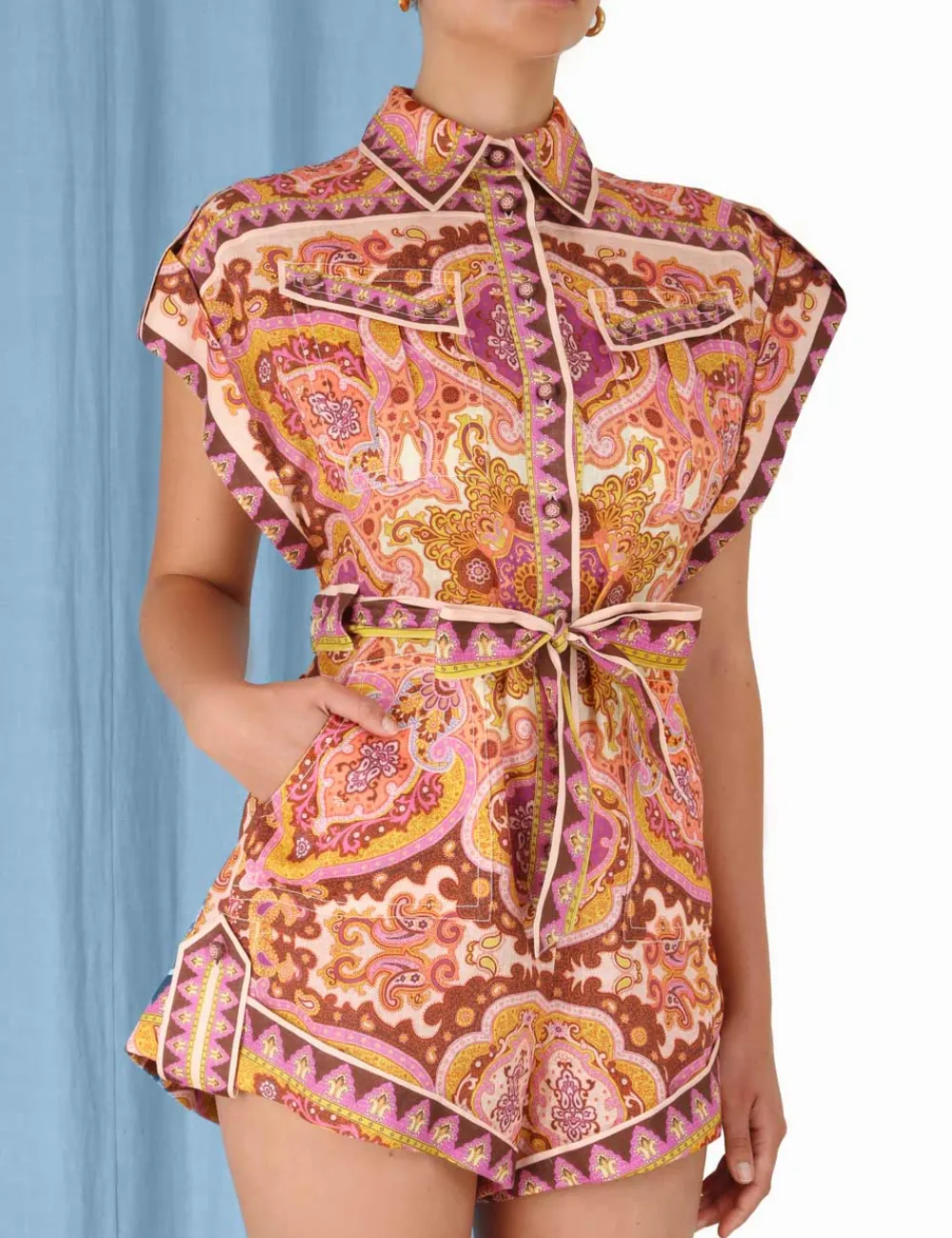 ZIMMERMANN Jumpsuits & Playsuits<Halcyon Cuffed Playsuit