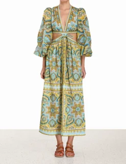ZIMMERMANN Clothing<Halcyon Tie Front Midi Dress