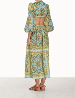 ZIMMERMANN Clothing<Halcyon Tie Front Midi Dress