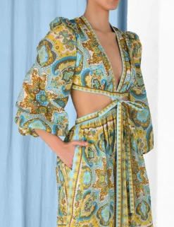 ZIMMERMANN Clothing<Halcyon Tie Front Midi Dress