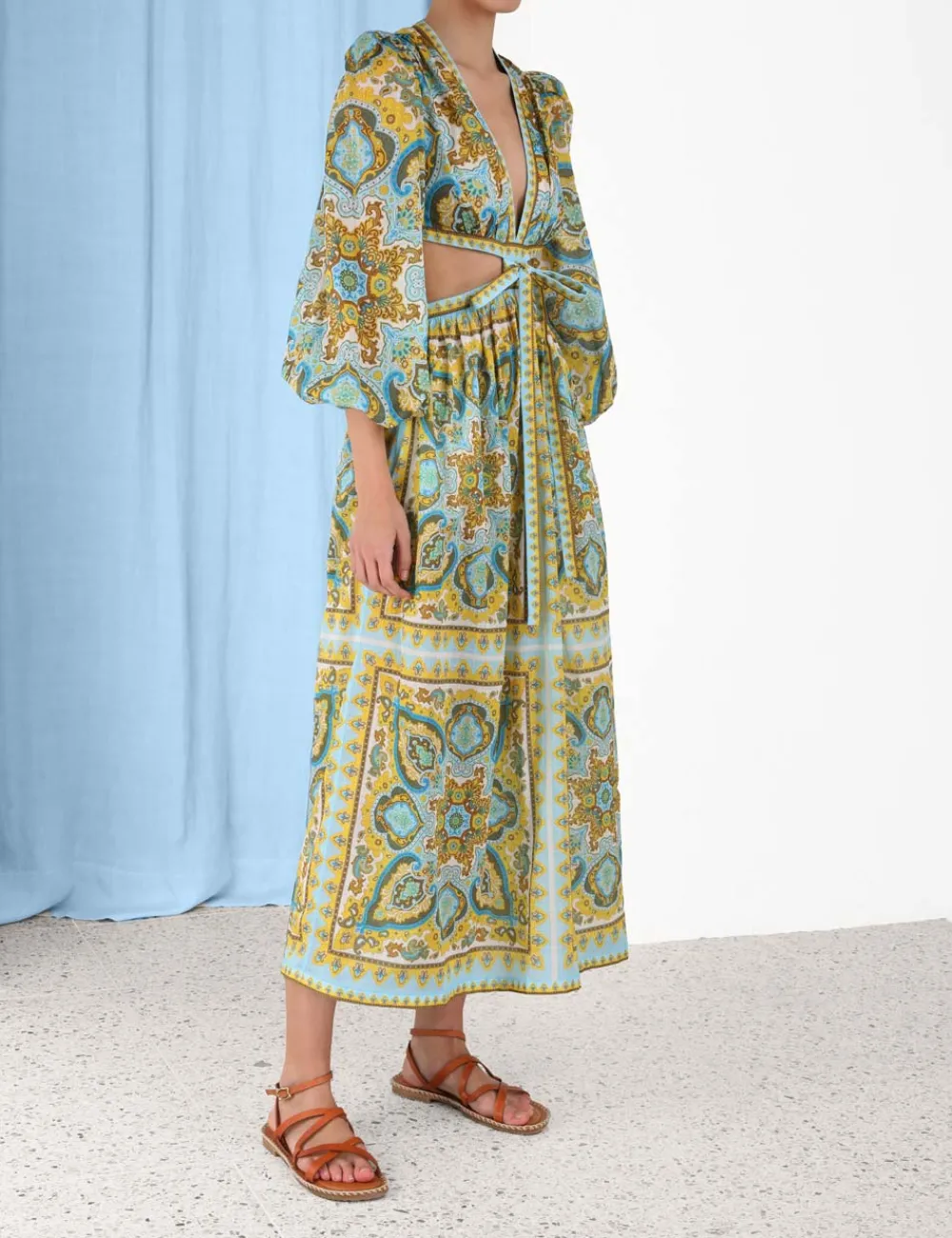ZIMMERMANN Dresses & Coverups<Halcyon Tie Front Midi Dress