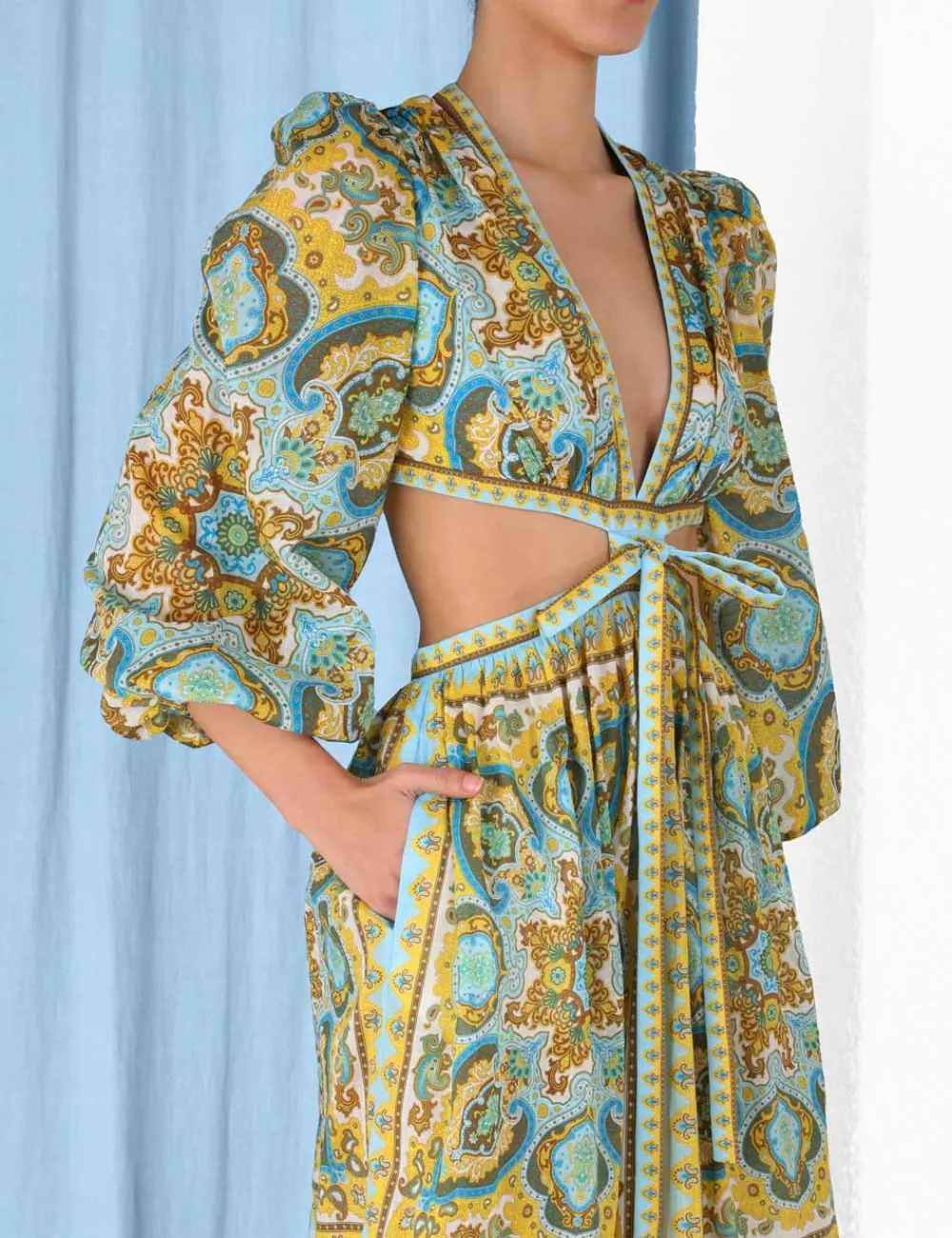ZIMMERMANN Dresses & Coverups<Halcyon Tie Front Midi Dress