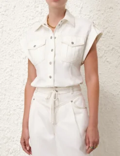 ZIMMERMANN Tops<Junie Denim Utility Shirt