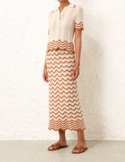 ZIMMERMANN Tops<Junie Textured Knit Polo