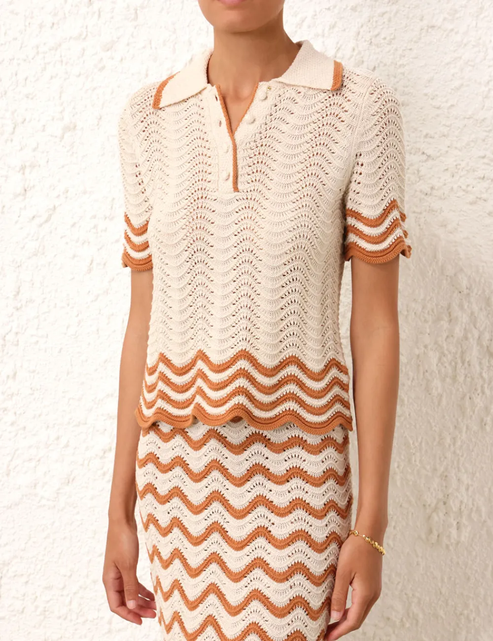 ZIMMERMANN Knitwear<Junie Textured Knit Polo