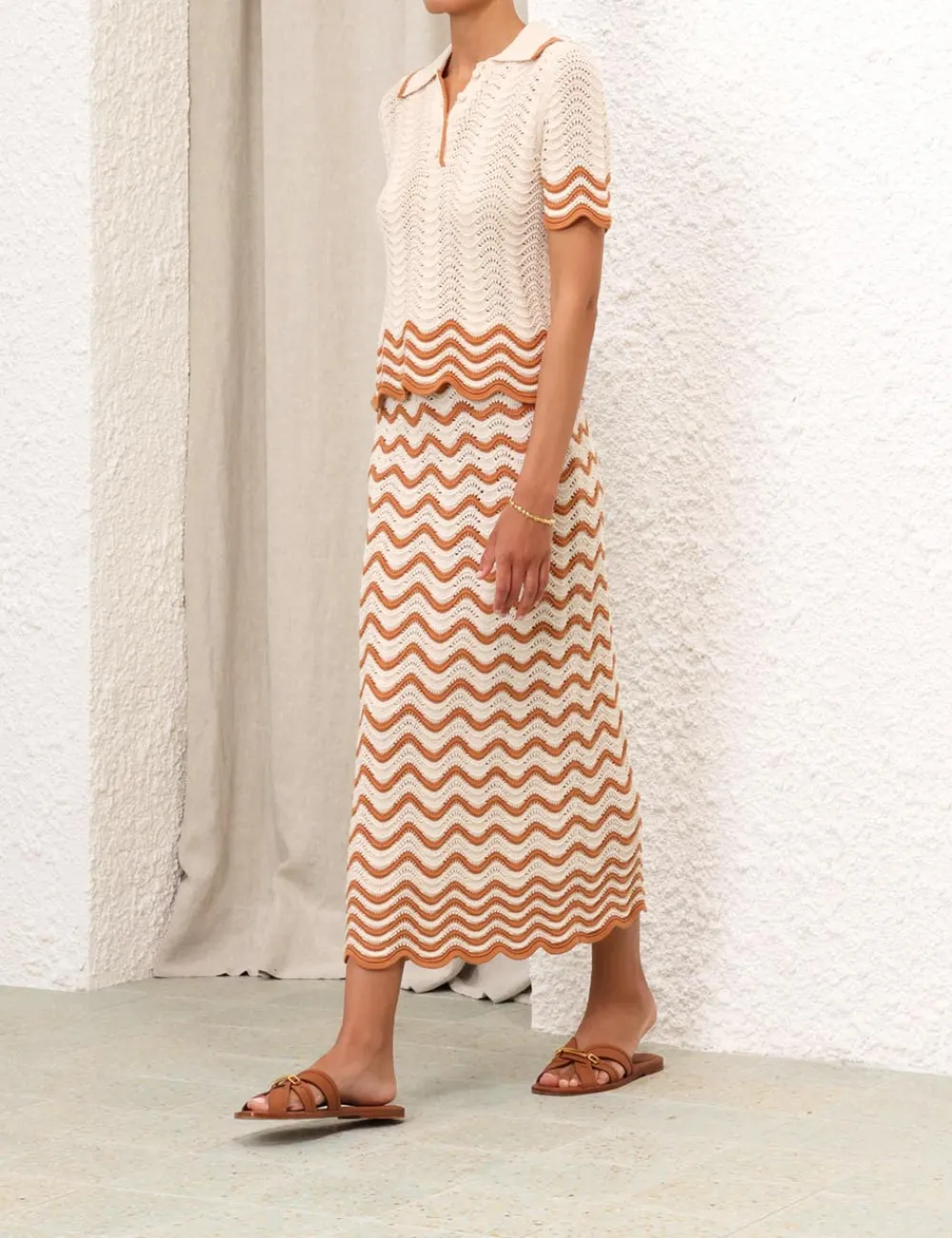 ZIMMERMANN Knitwear<Junie Textured Knit Polo