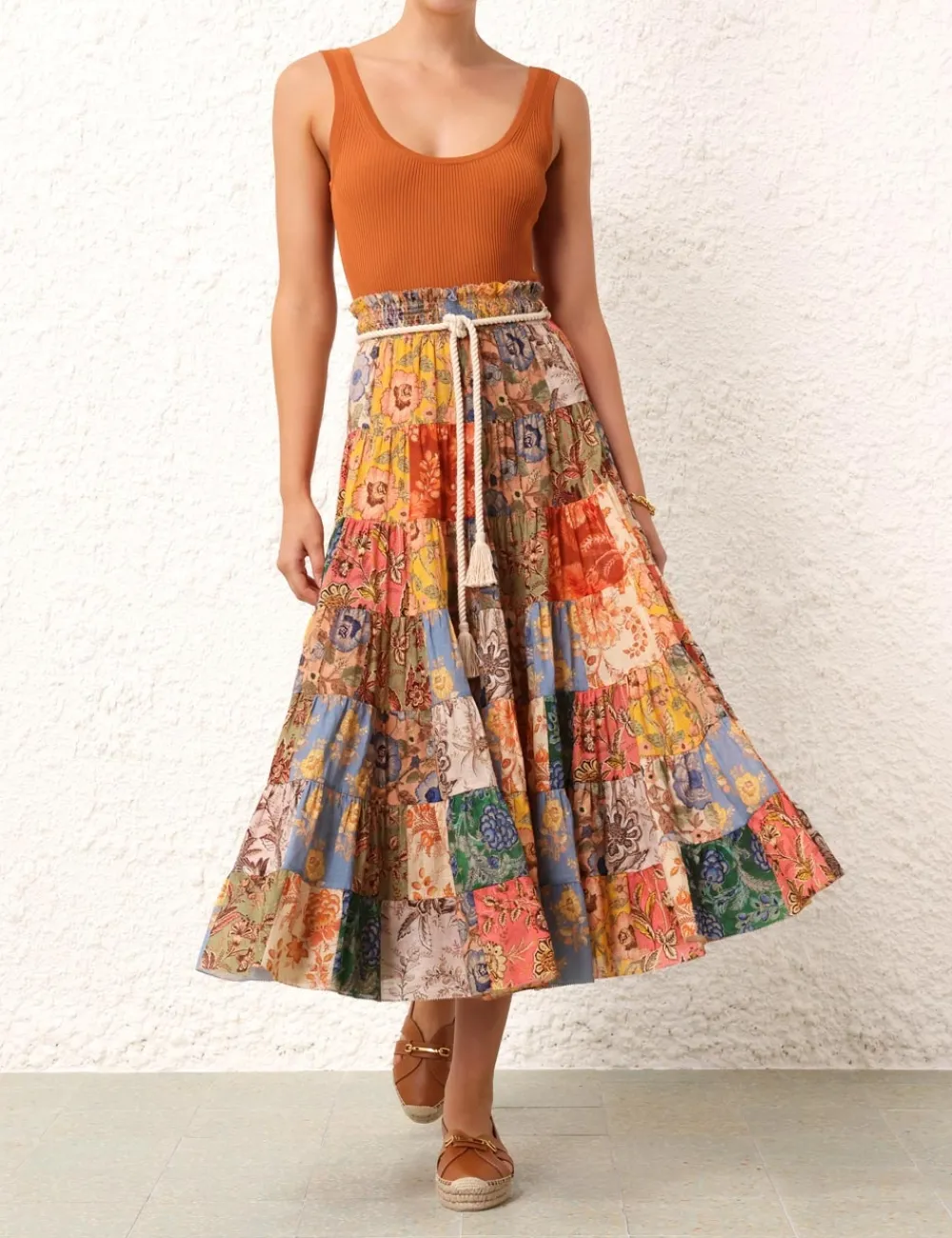 ZIMMERMANN Skirts<Junie Tiered Midi Skirt