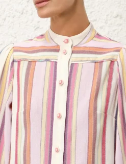 ZIMMERMANN Tops<Lexi Blouson Stripe Shirt