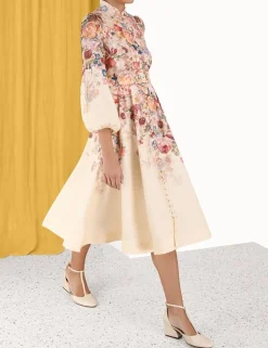 ZIMMERMANN Dresses<Luminosity Buttoned Midi Dress